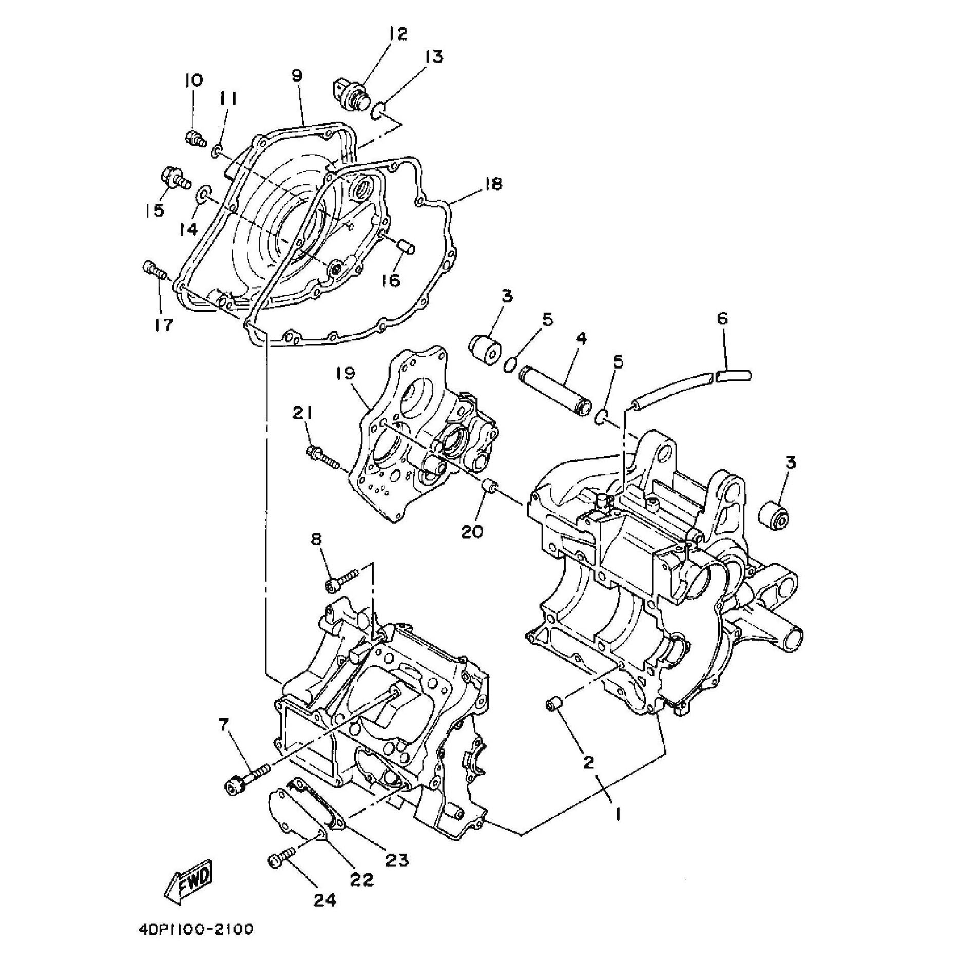 Technical Sports One, LLC 1992 Yamaha TZ250 (4DP1) Crankcase and Crankcase Cover