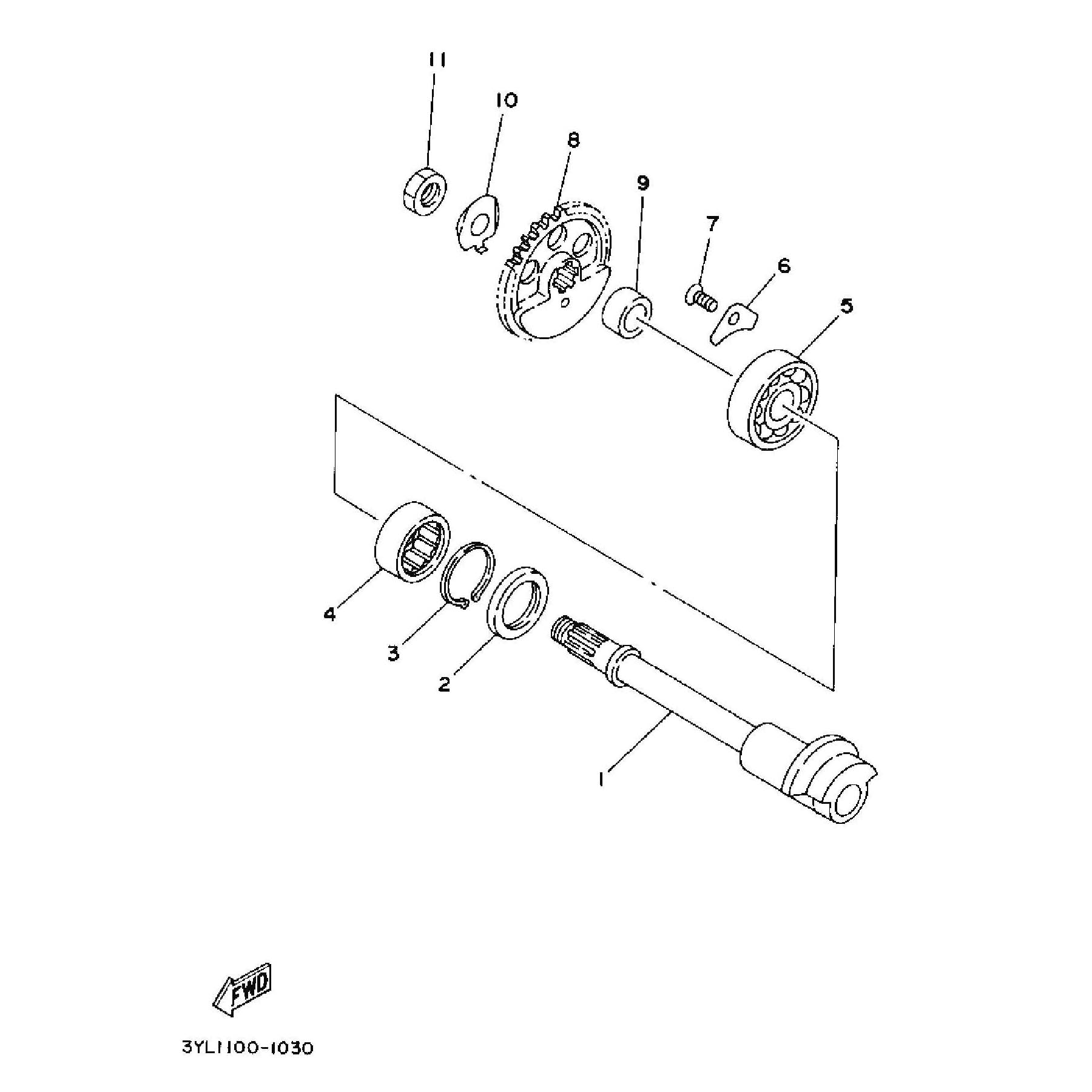 Technical Sports One, LLC 1992 Yamaha TZ250 (4DP1) Balancer Shaft, Balancer Shaft Driven Gear and Related Parts