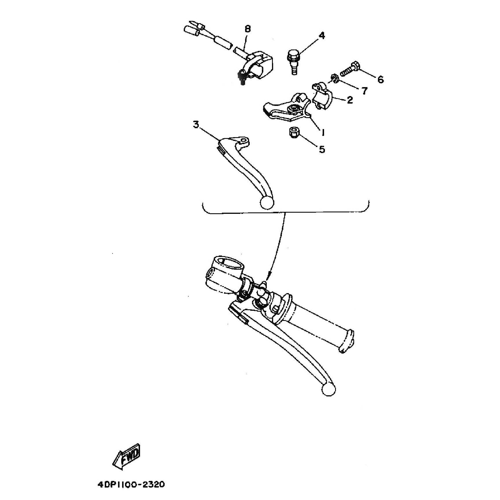 Technical Sports One, LLC 1992 Yamaha TZ250 (4DP1) Engine Kill Switch / Clutch Lever