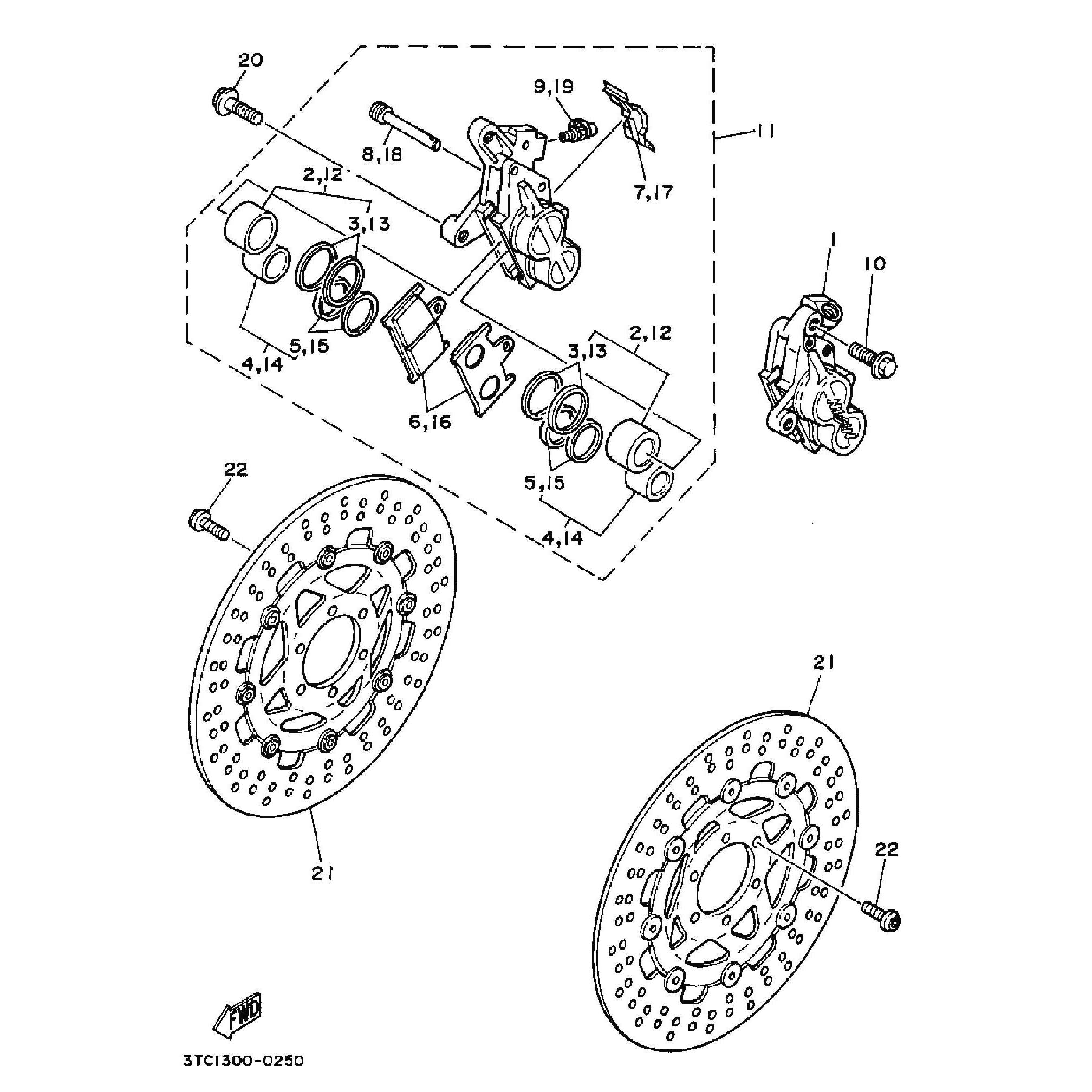 Technical Sports One, LLC 1992 Yamaha TZ250 (4DP1) Front Brake Caliper / Front Brake Disk