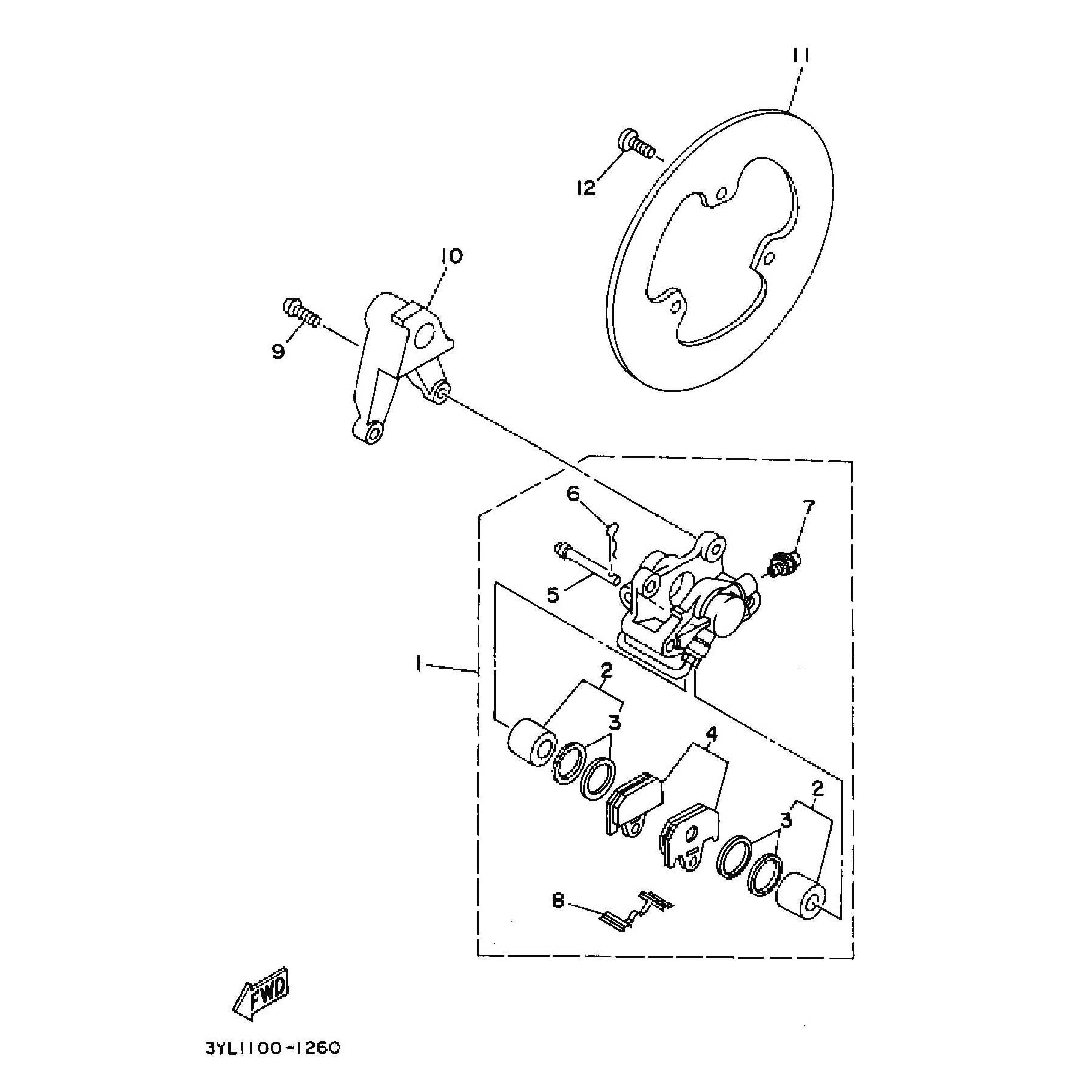 Technical Sports One, LLC 1992 Yamaha TZ250 (4DP1) the Rear Brake Caliper / Rear Brake Disk