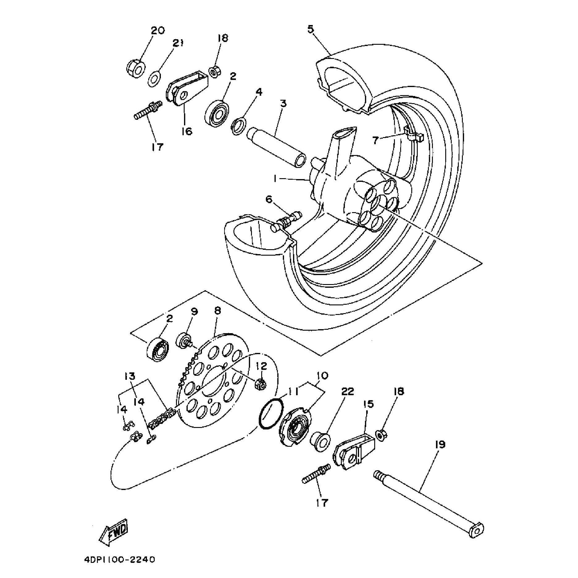 Technical Sports One, LLC 1992 Yamaha TZ250 (4DP1) the Rear Wheel / Rear Axle / Rear Sprocket