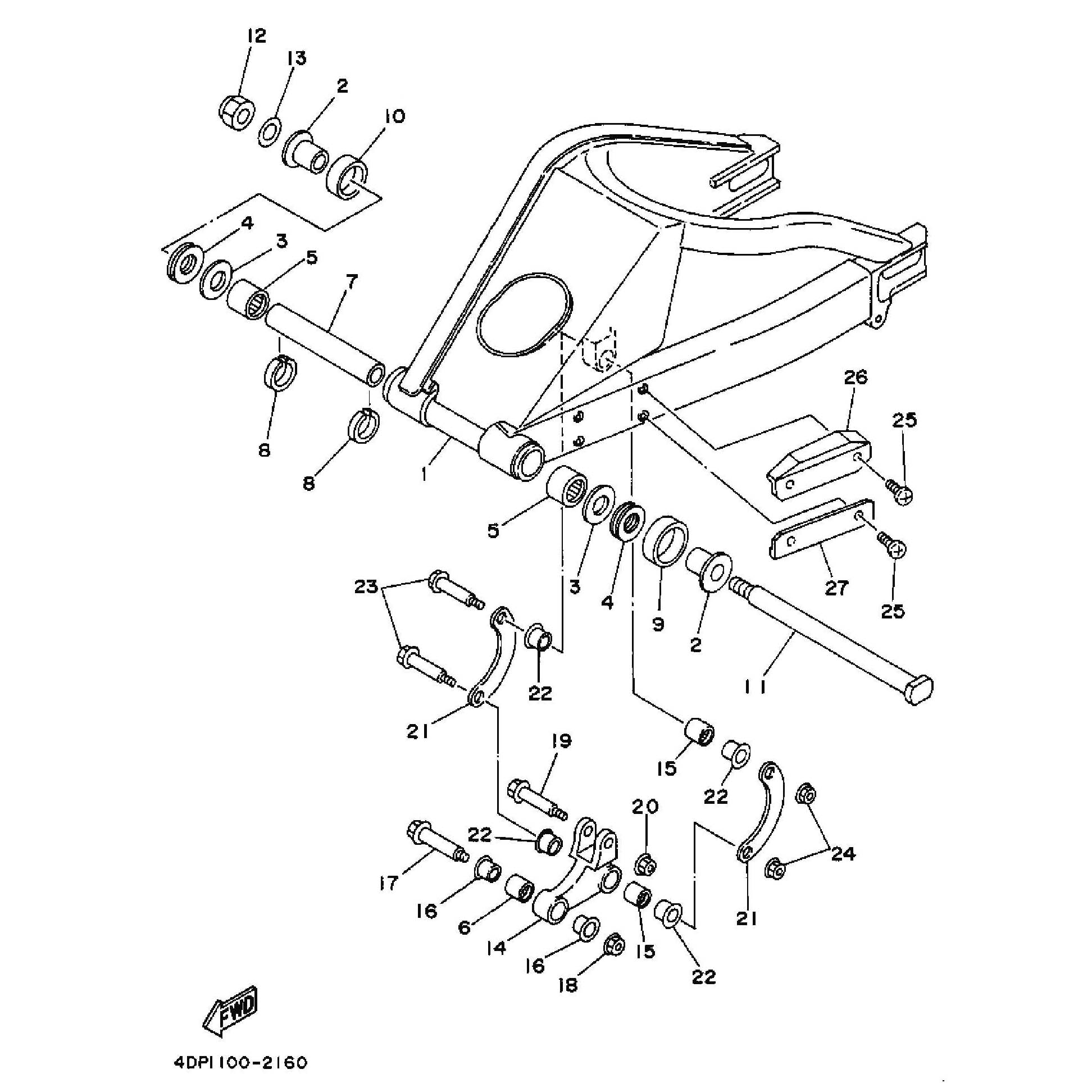 Technical Sports One, LLC 1992 Yamaha TZ250 (4DP1) the Rear Swingarm / Rear Shock Linkage