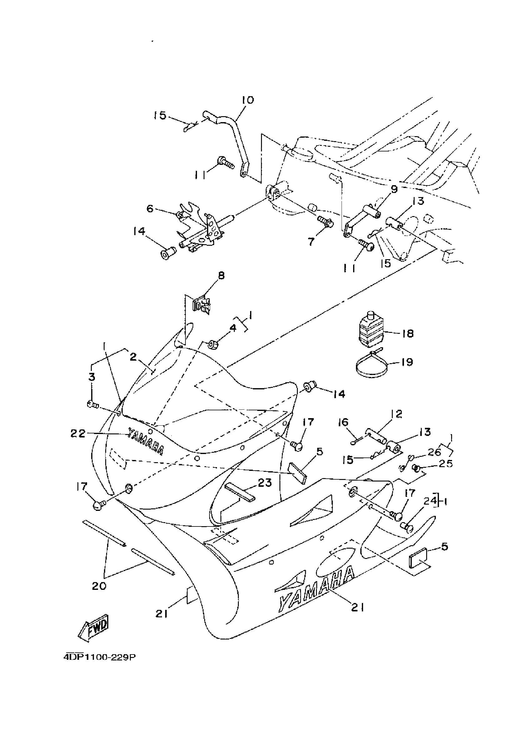 Technical Sports One, LLC 1992 Yamaha TZ250 (4DP1) Cowl / Front Cowl Stay / Meter Mount