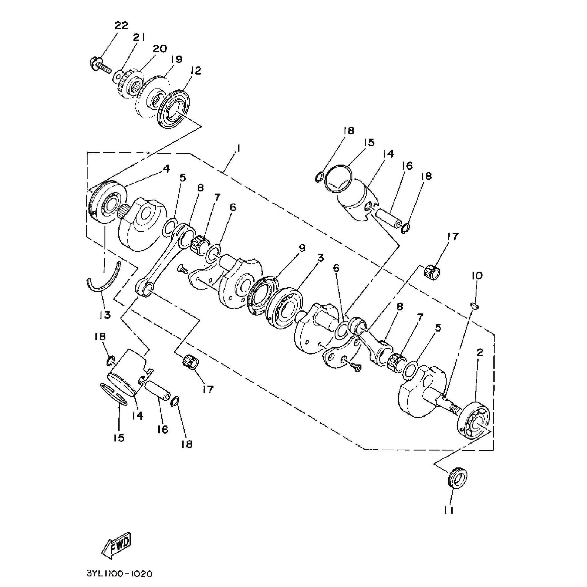 Technical Sports One, LLC 1993 Yamaha TZ250 (4DP2) Crankshaft, Piston, Piston Ring, Piston Pin, and Primary Drive Gear