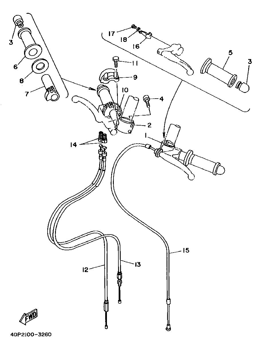 Technical Sports One, LLC 1993 Yamaha TZ250 (4DP2) Cable / Handlebar / Throttle Grip