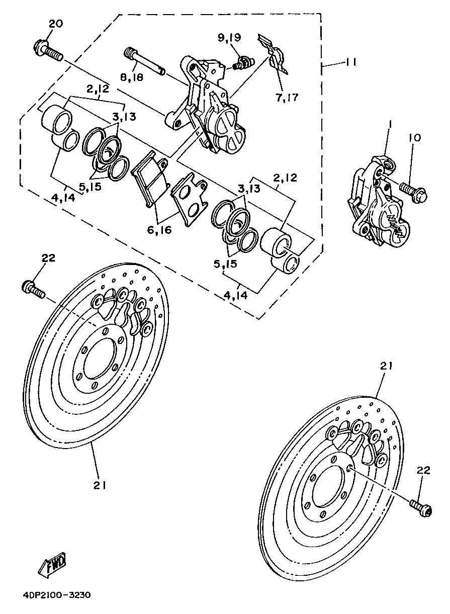 Technical Sports One, LLC 1993 Yamaha TZ250 (4DP2) Front Brake Caliper / Front Brake Disk