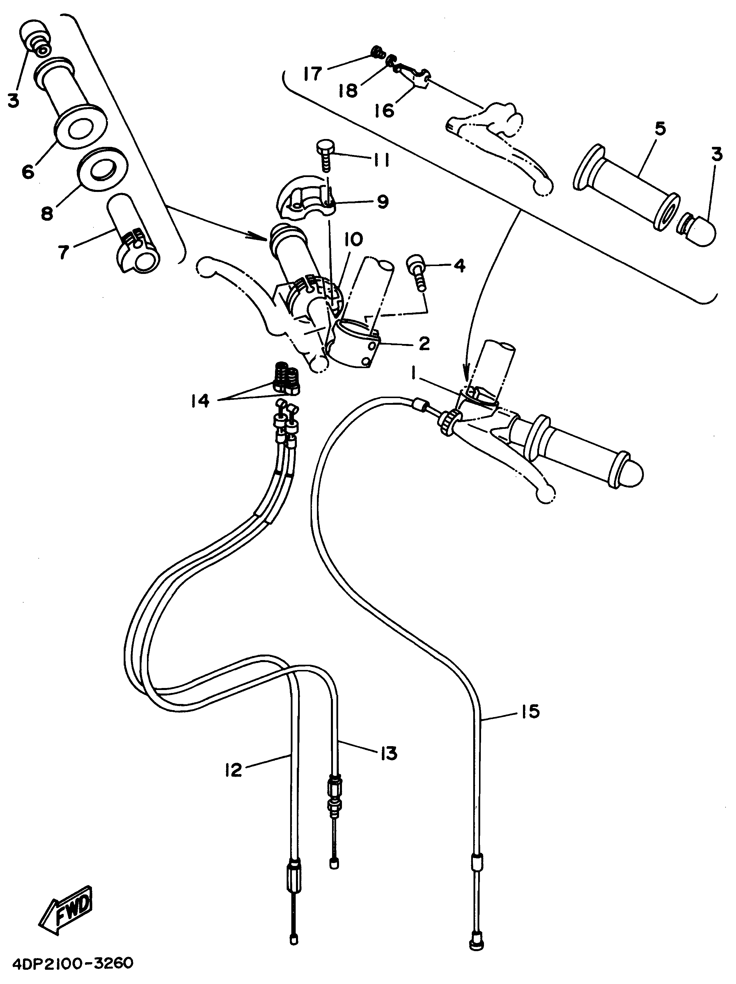 Technical Sports One, LLC 1994 Yamaha TZ250 (4DP3) Cable / Handlebar / Throttle Grip