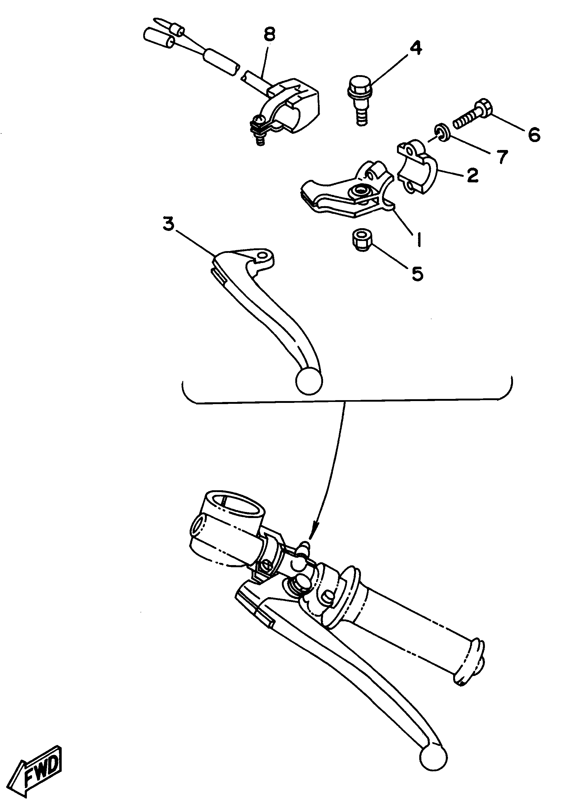 Technical Sports One, LLC 1994 Yamaha TZ250 (4DP3) Engine Kill Switch / Clutch Lever