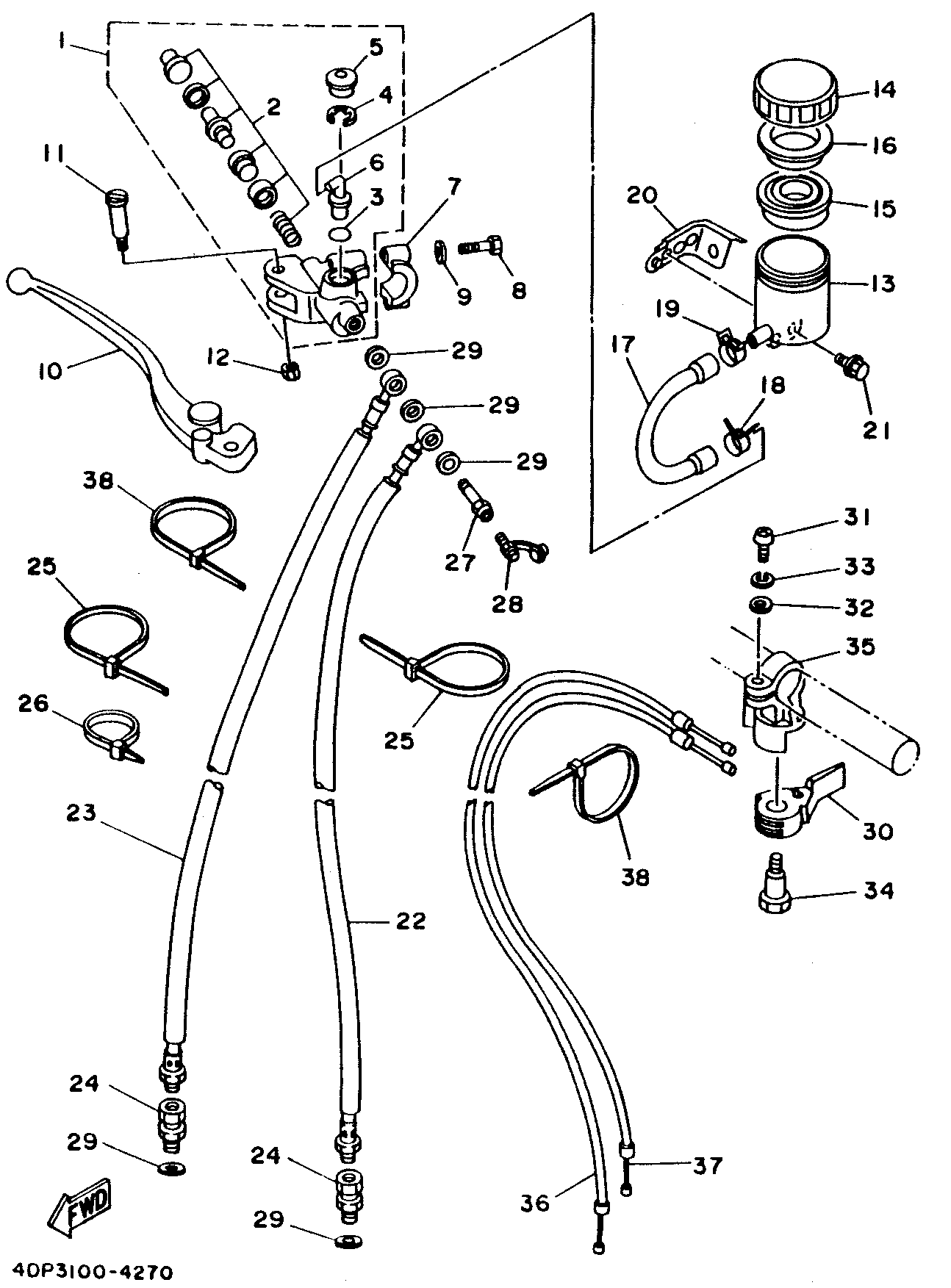 Technical Sports One, LLC 1994 Yamaha TZ250 (4DP3) Image for Front Brake Master Cylinder