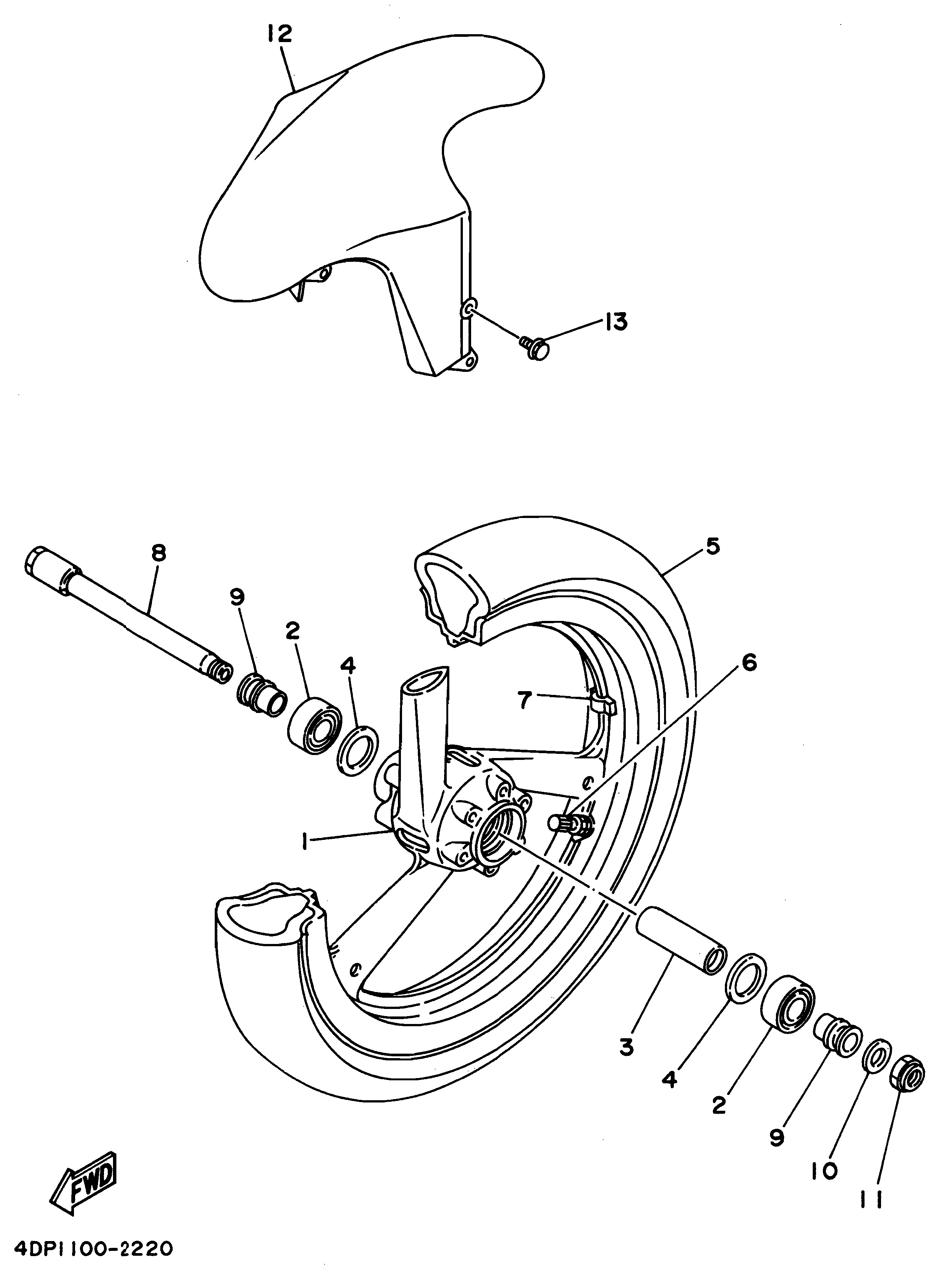 Technical Sports One, LLC 1994 Yamaha TZ250 (4DP3) Image for the Front Wheel