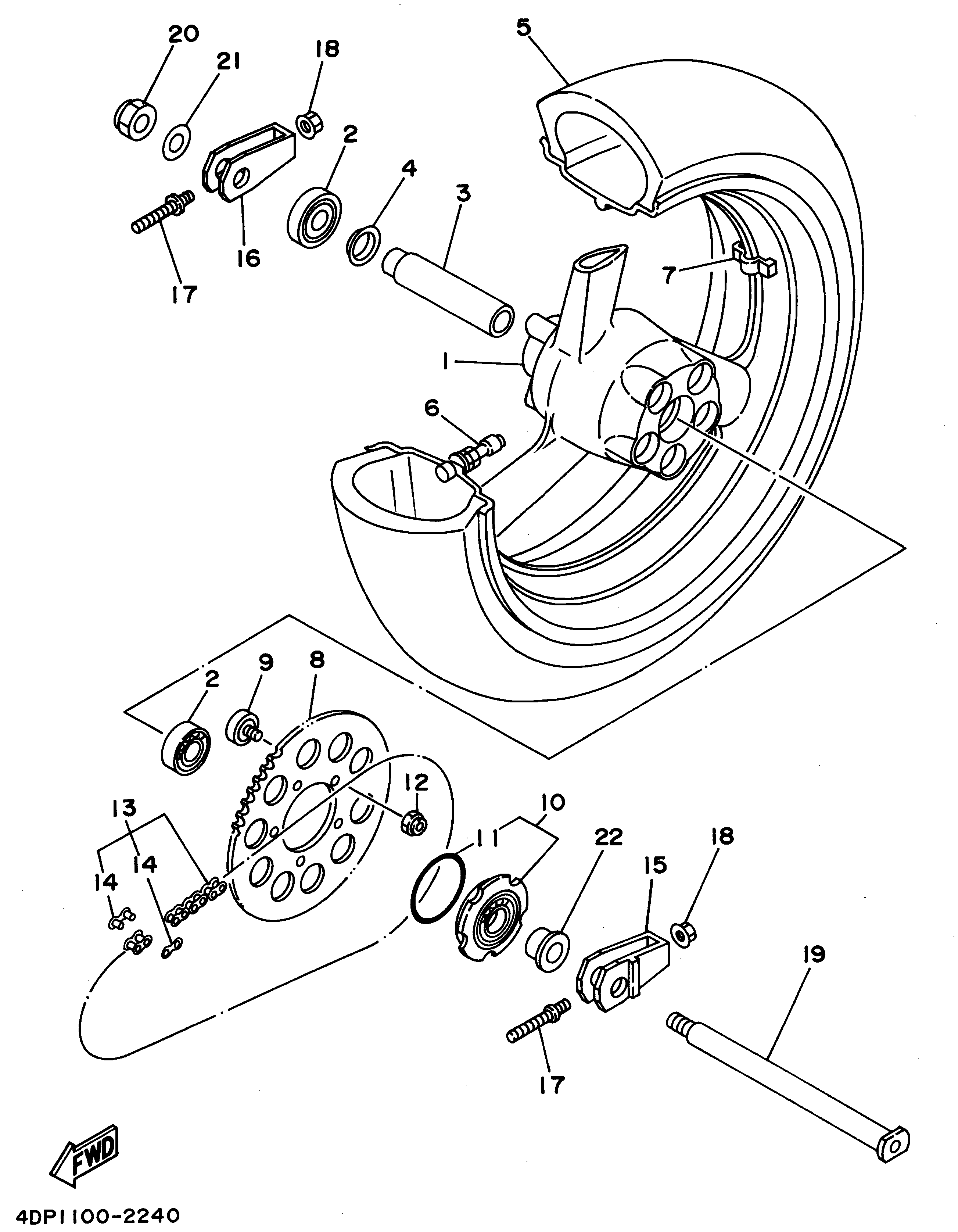 Technical Sports One, LLC 1994 Yamaha TZ250 (4DP3) the Rear Wheel / Rear Axle / Rear Sprocket