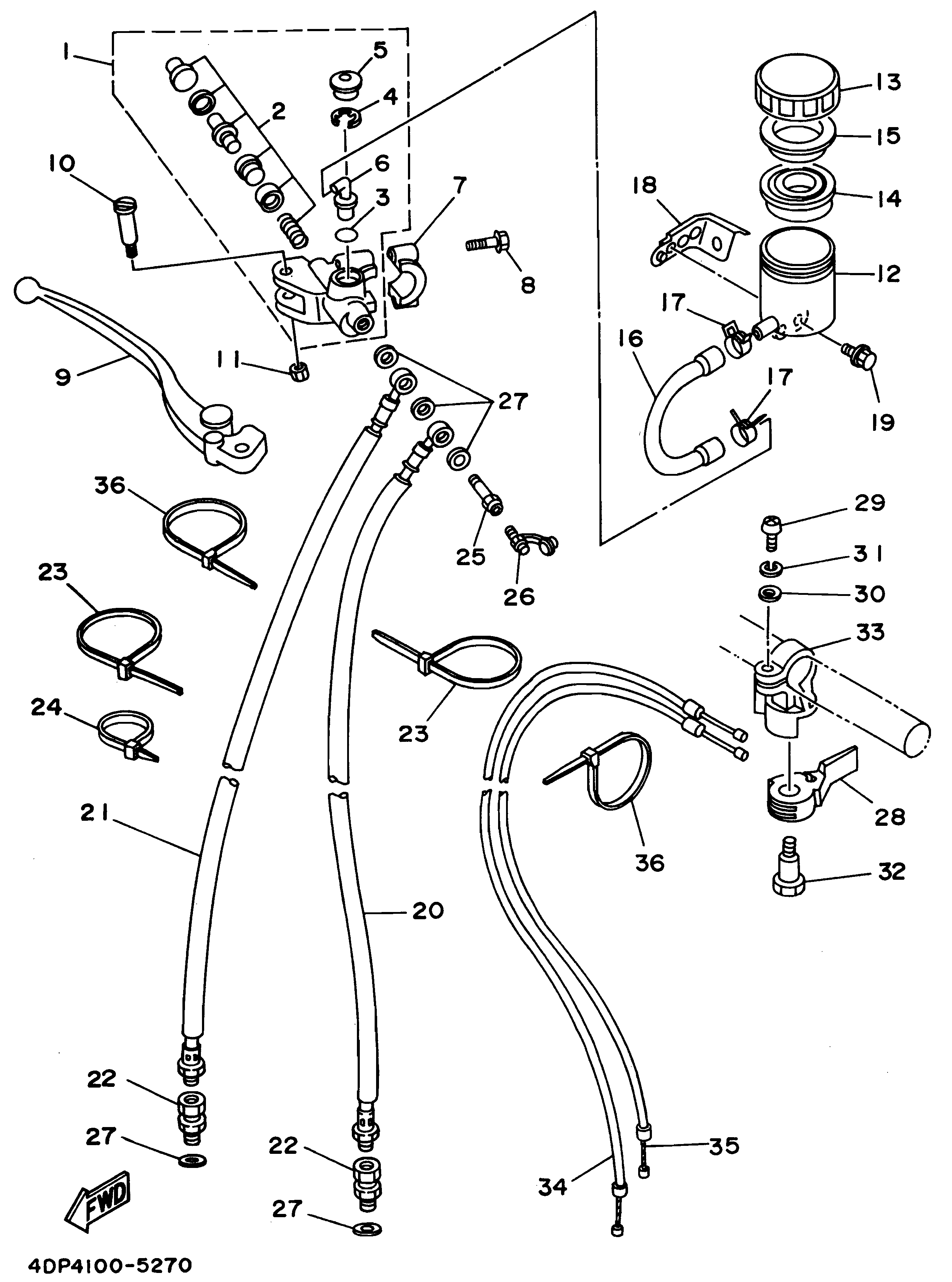 Technical Sports One, LLC 1995 Yamaha TZ250 (4DP4) Image for Front Brake Master Cylinder