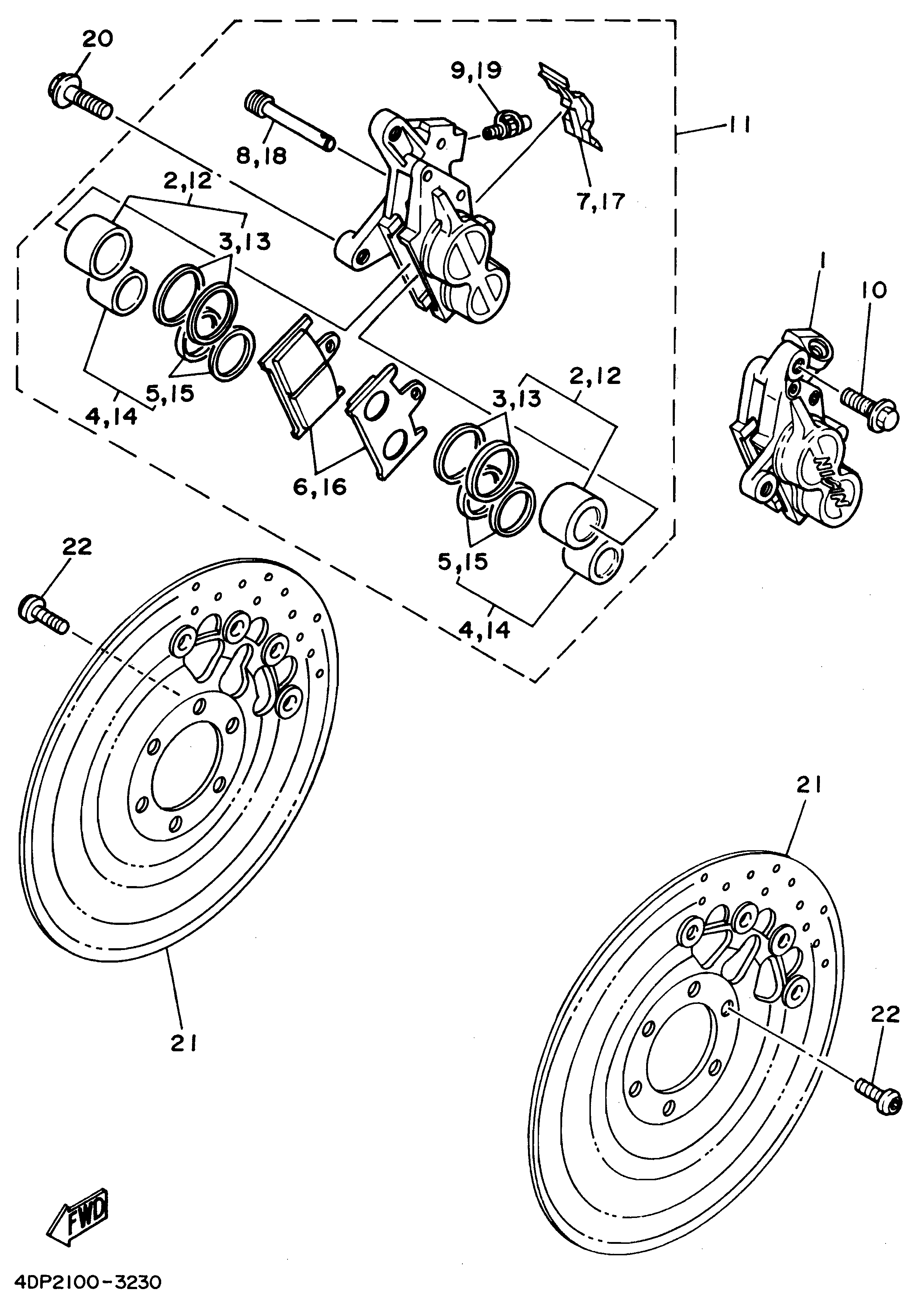 Technical Sports One, LLC 1995 Yamaha TZ250 (4DP4) Front Brake Caliper / Front Brake Disk