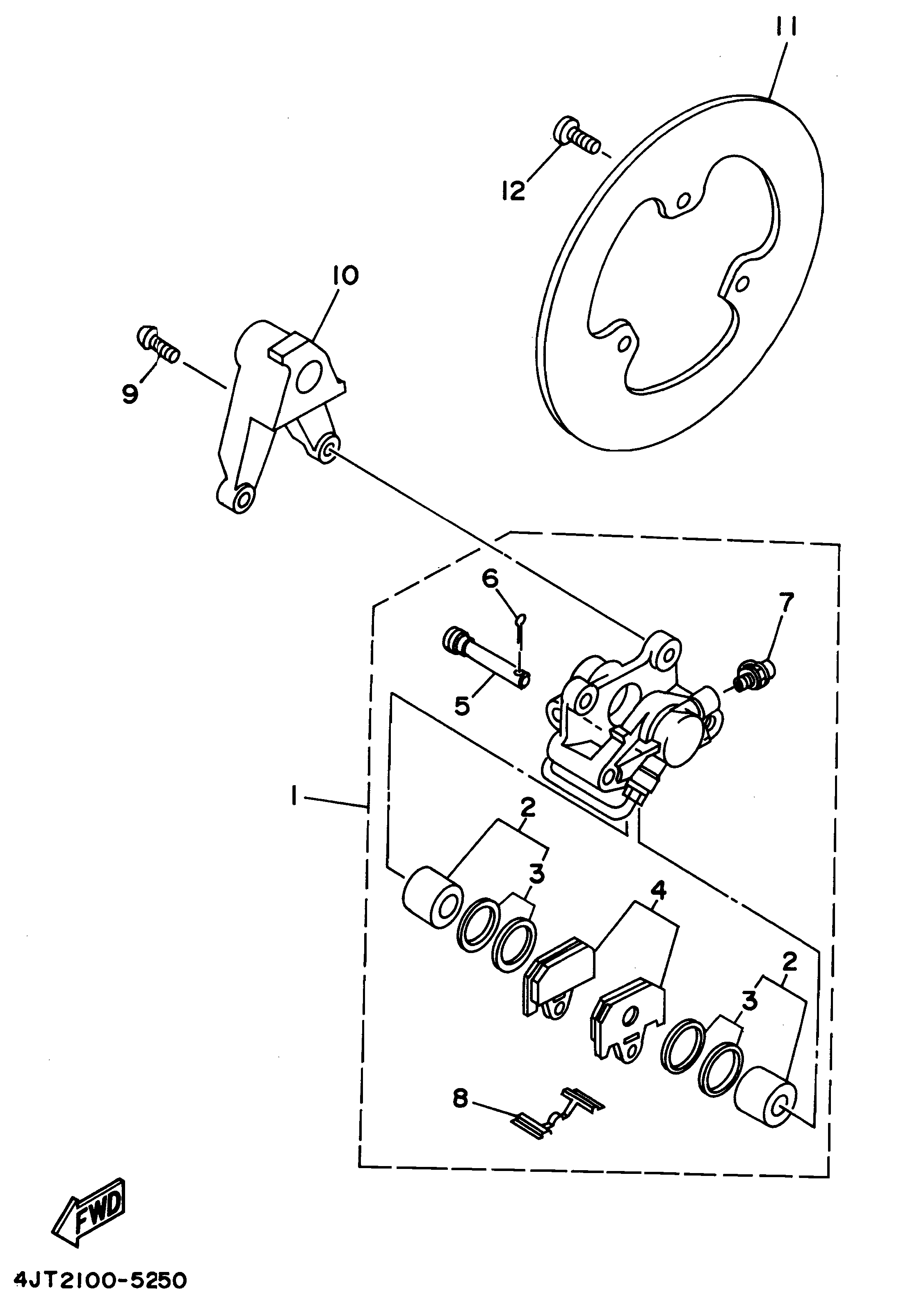 Technical Sports One, LLC 1995 Yamaha TZ250 (4DP4) the Rear Brake Caliper / Rear Brake Disk