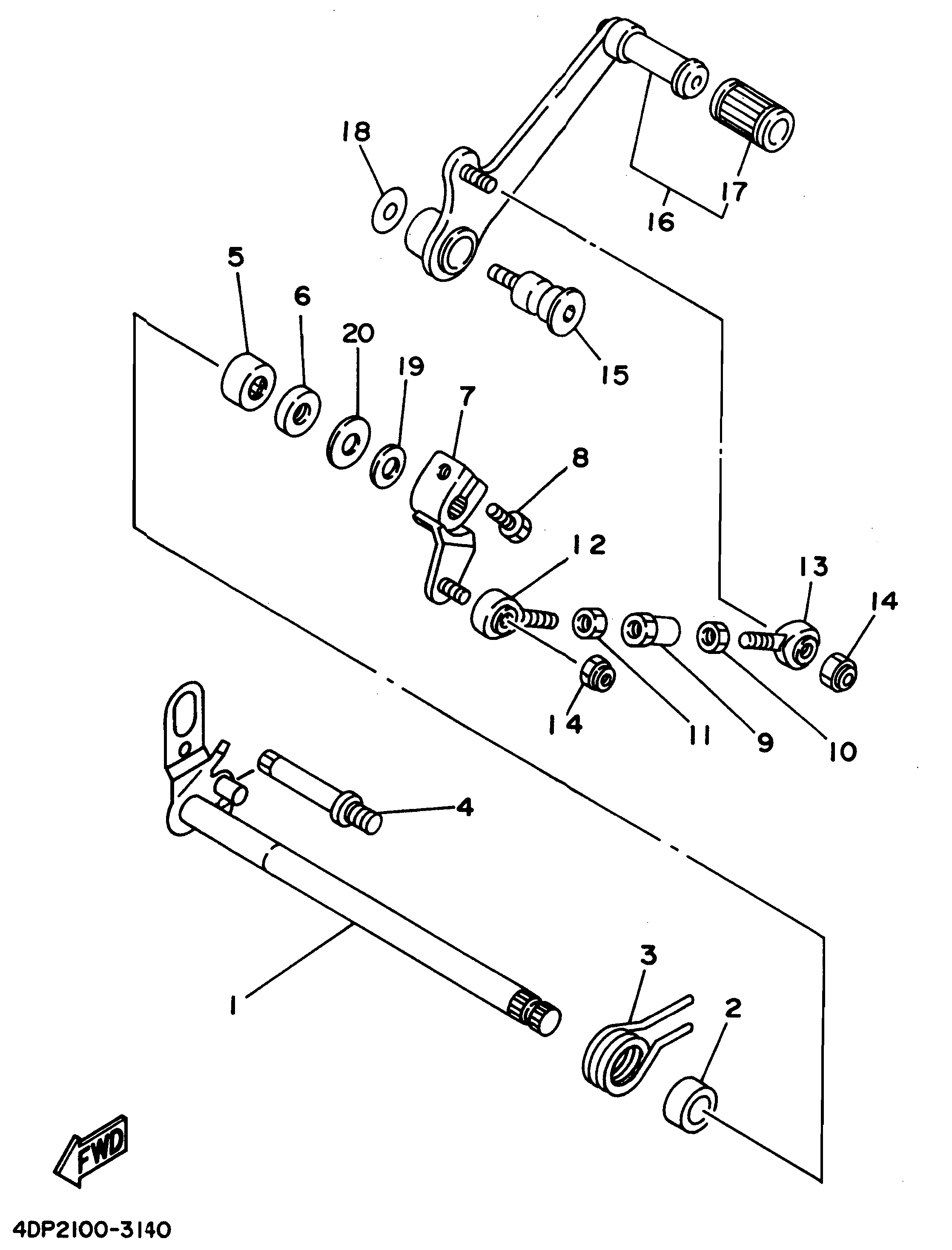 Technical Sports One, LLC 1995 Yamaha TZ250 (4DP4) Imageof the Gear Shift Pedal / Shaft