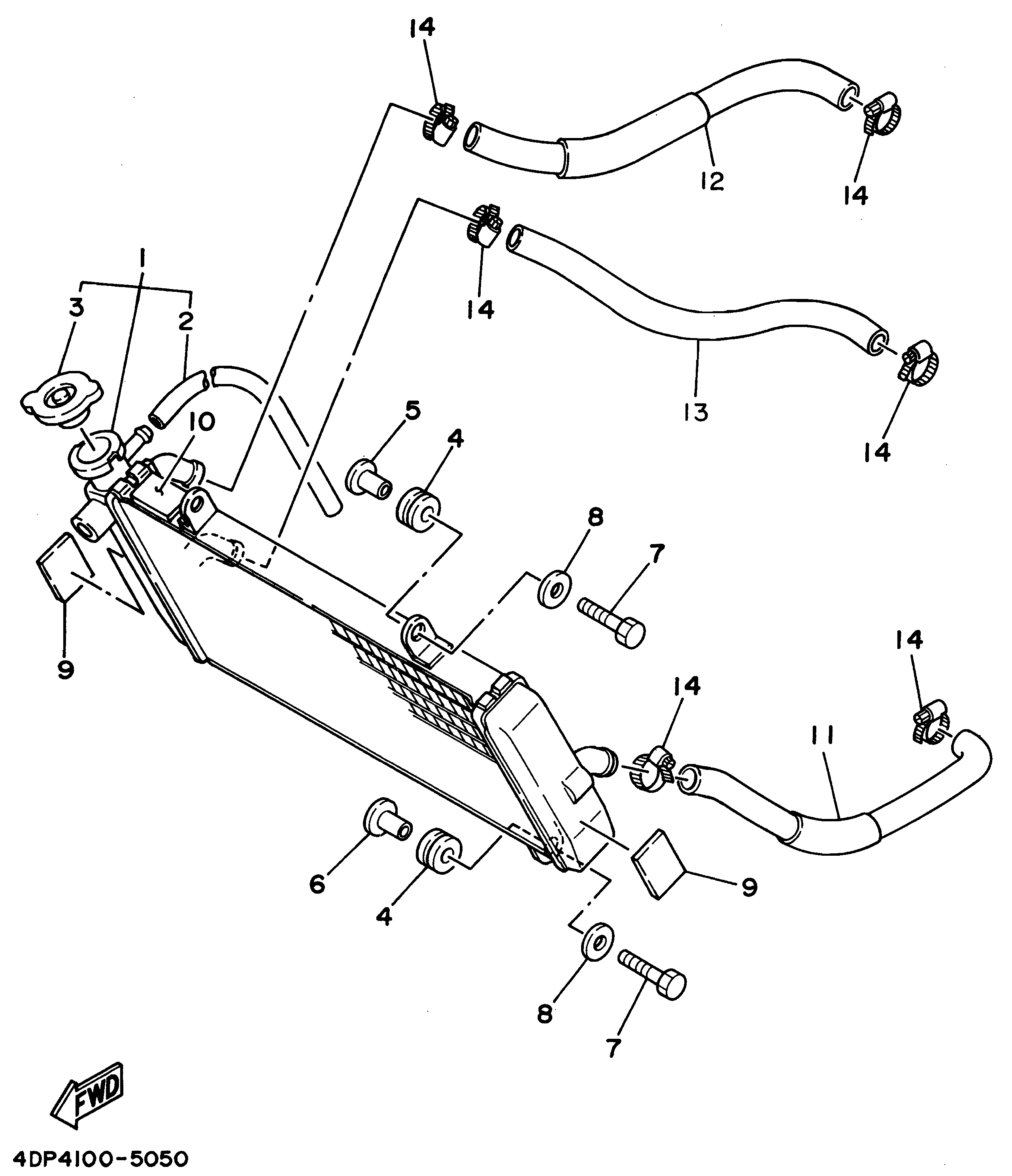 Technical Sports One, LLC 1995 Yamaha TZ250 (4DP4) the Radiator / Radiator Hose