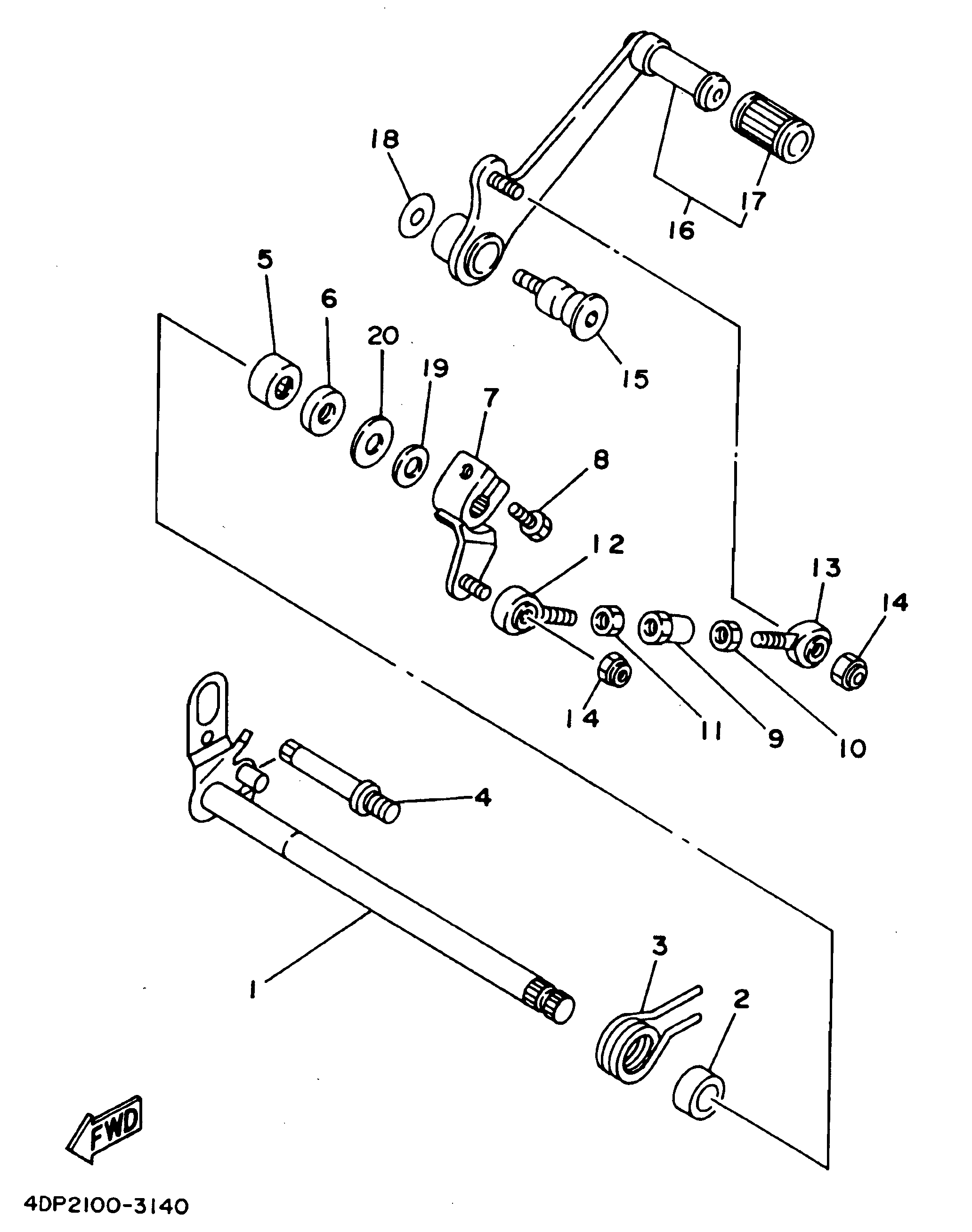 Technical Sports One, LLC 1997 Yamaha TZ250 (4TW2) Imageof the Gear Shift Pedal / Shaft