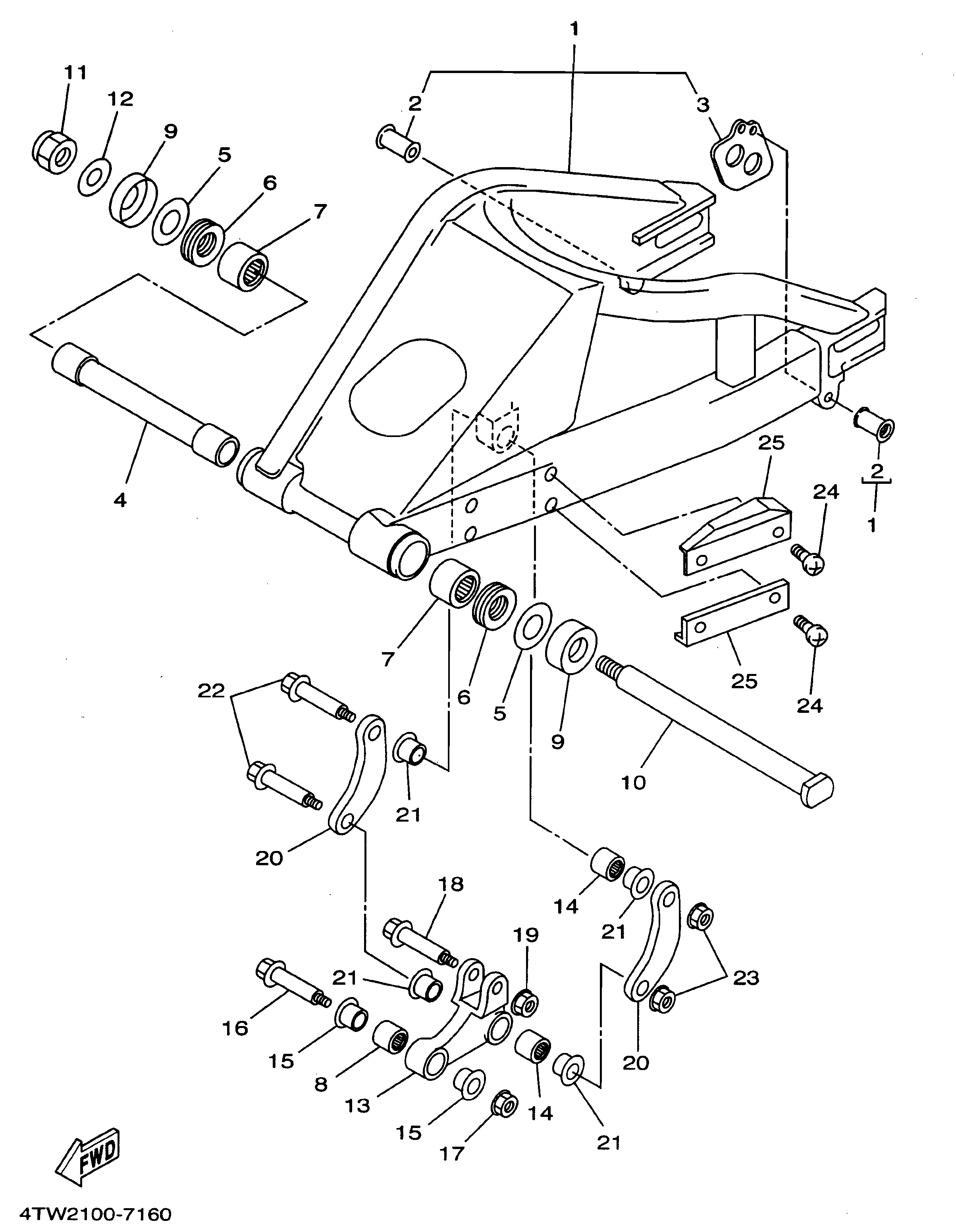 Technical Sports One, LLC 1997 Yamaha TZ250 (4TW2) the Rear Swingarm / Rear Shock Linkage