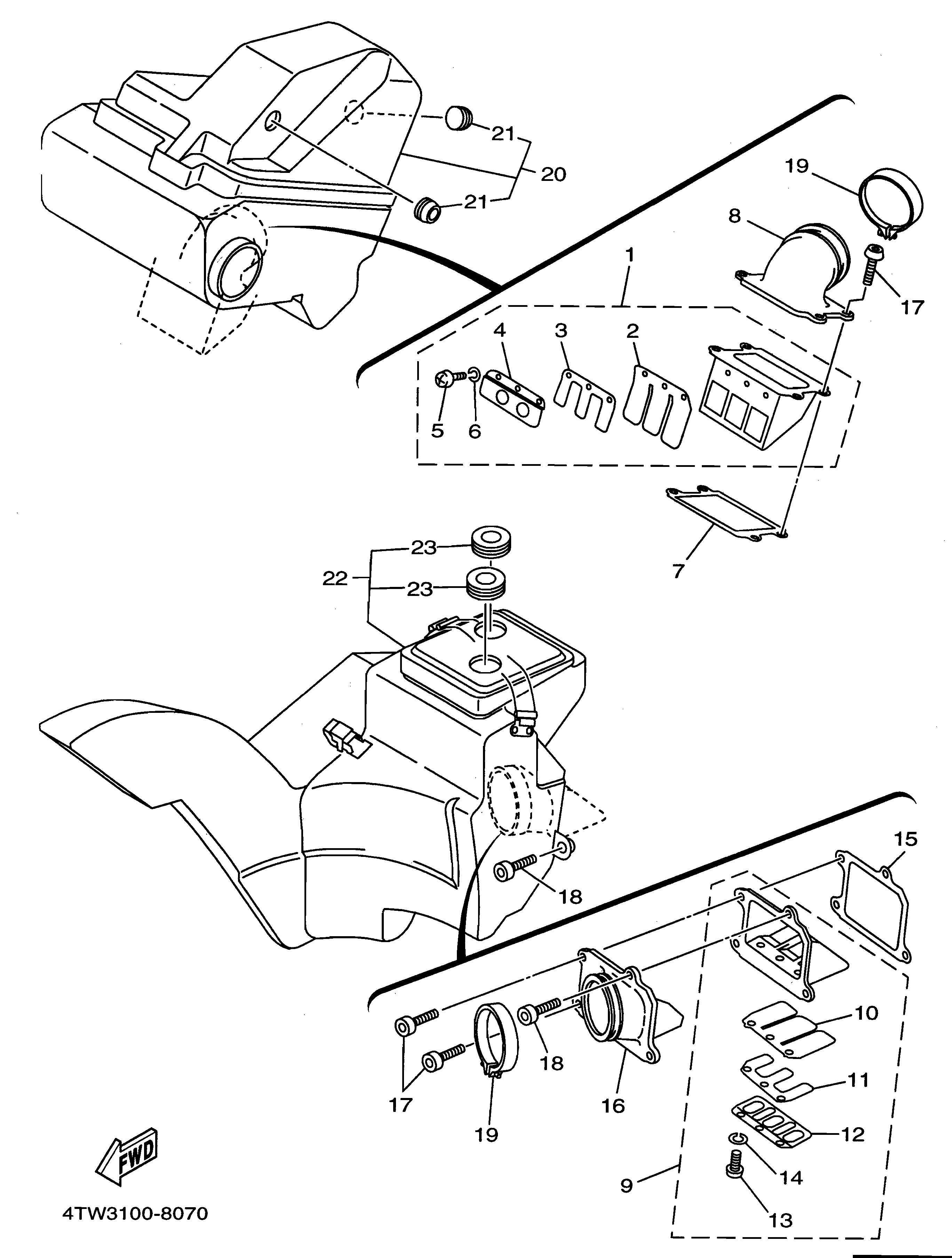 Technical Sports One, LLC 1998 Yamaha TZ250 (4TW3) Intake / Carburetor Box