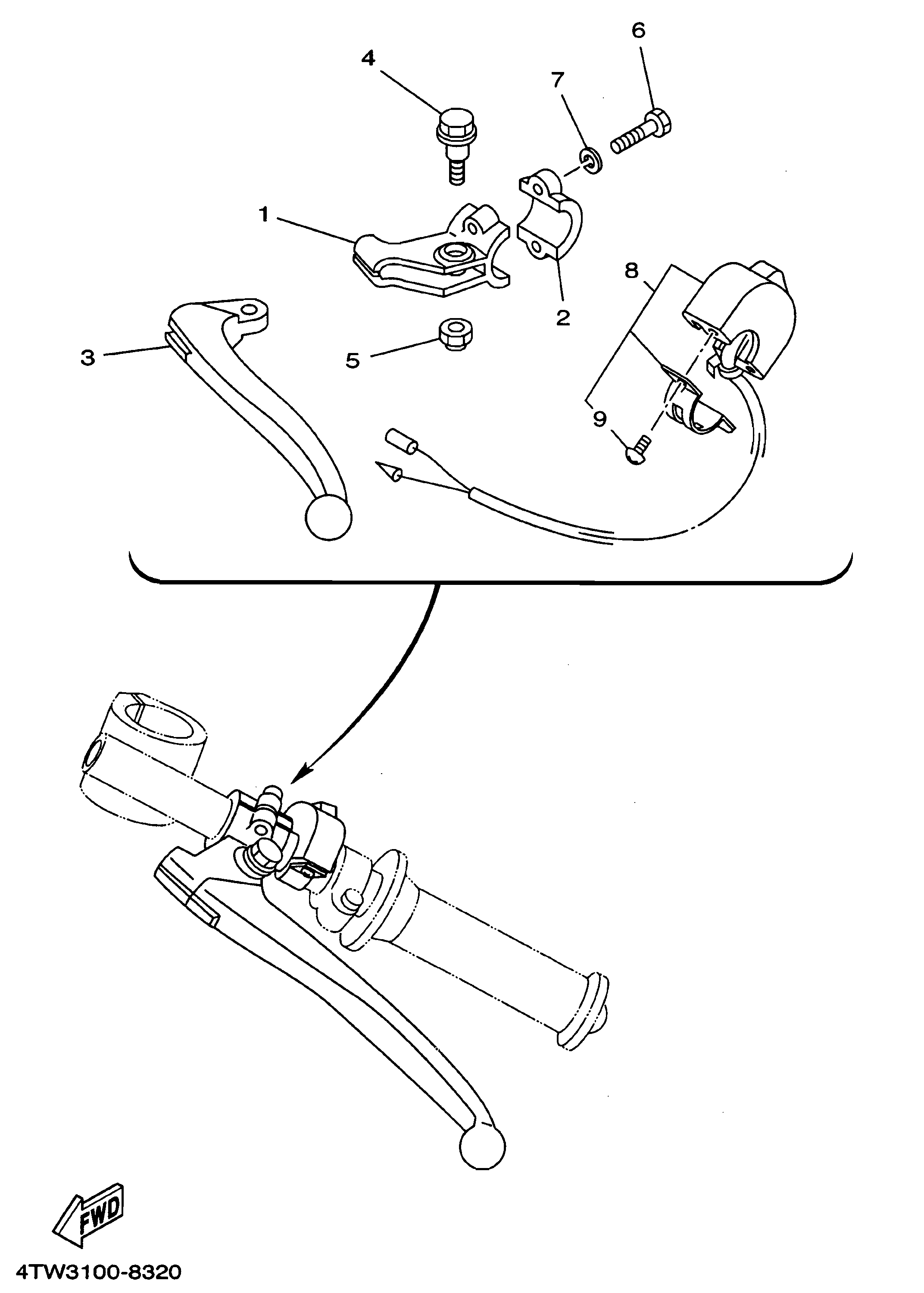 Technical Sports One, LLC 1998 Yamaha TZ250 (4TW3) Engine Kill Switch / Clutch Lever