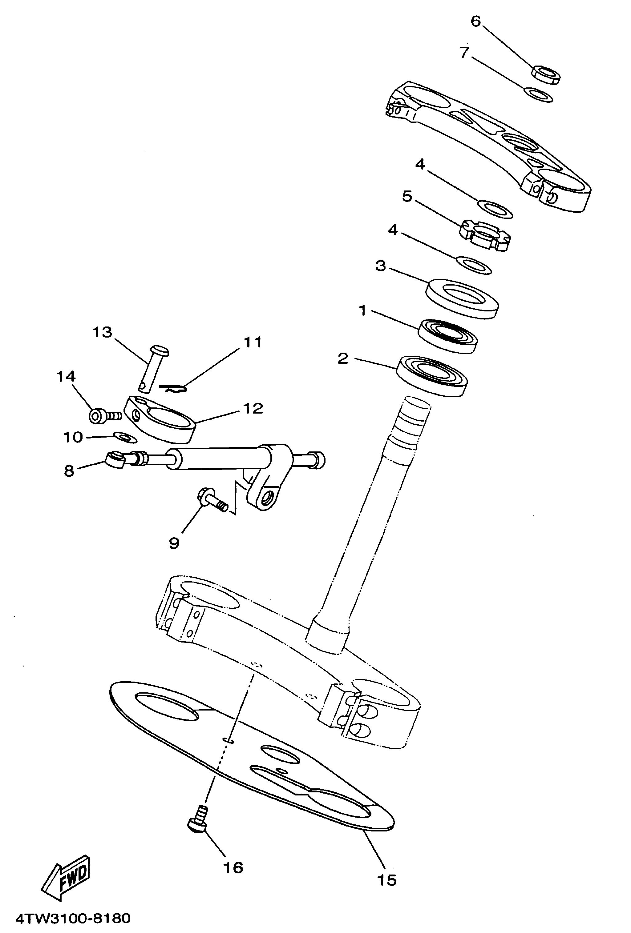 Technical Sports One, LLC 1998 Yamaha TZ250 (4TW3) Steering Stem / Steering Damper