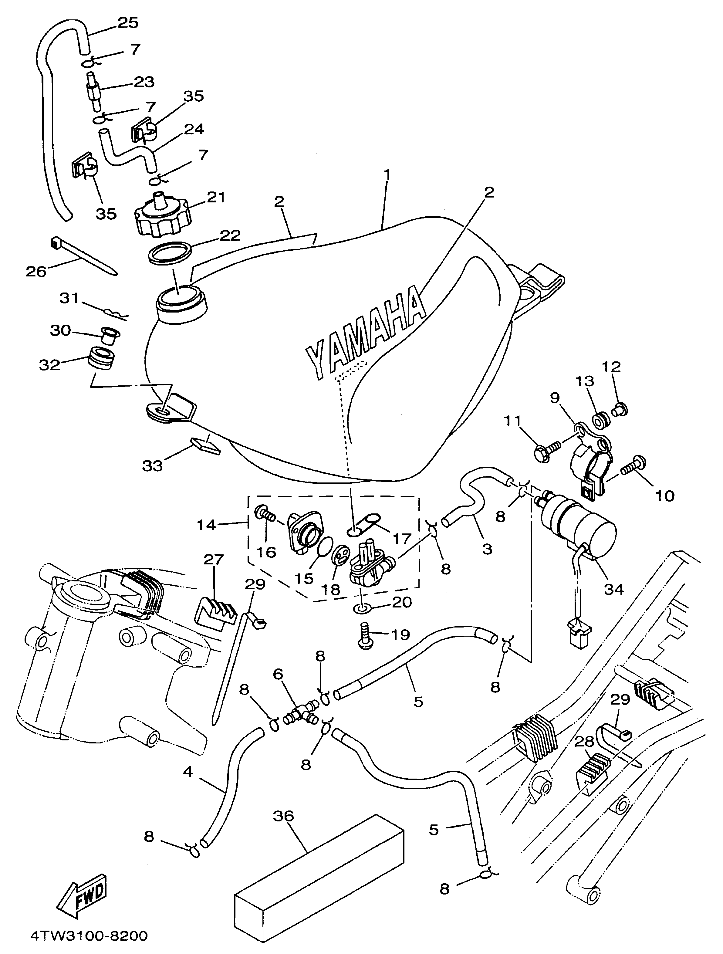 Technical Sports One, LLC 1998 Yamaha TZ250 (4TW3) the Fuel Tank