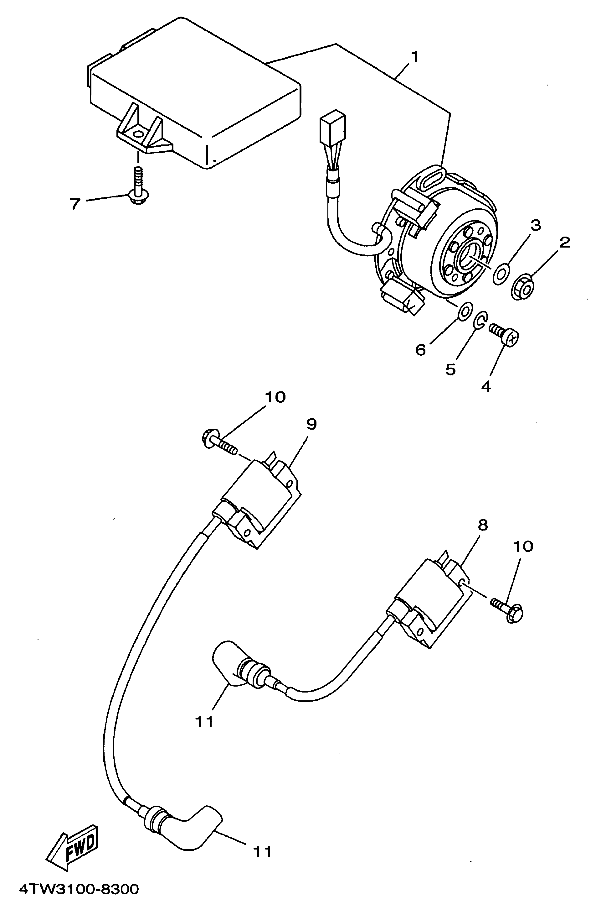 Technical Sports One, LLC 1998 Yamaha TZ250 (4TW3) the AC Generator Set / ECU / Ignition Coil