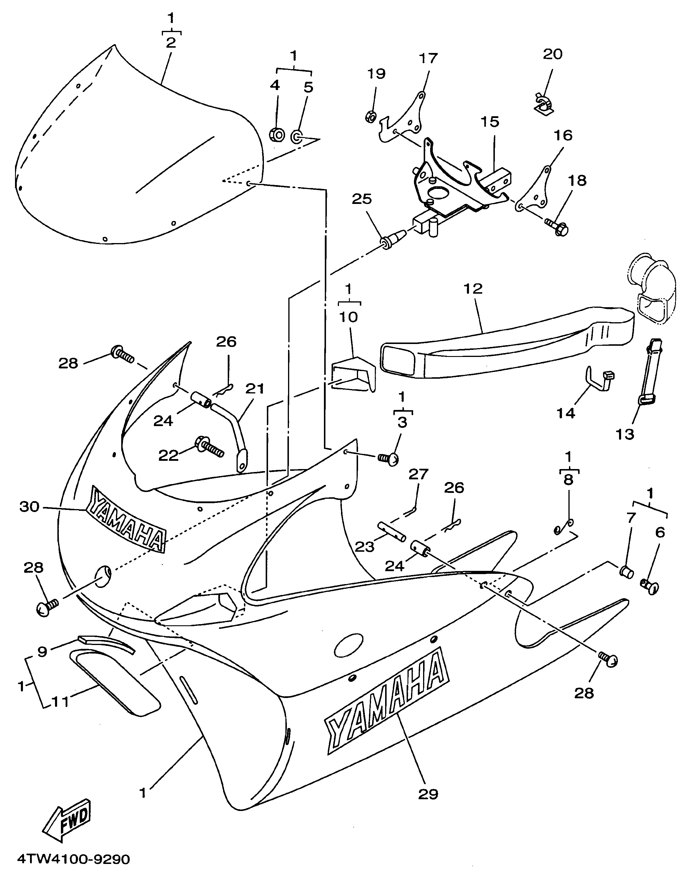 Technical Sports One, LLC 1999 Yamaha TZ250 (4TW4) Cowl / Front Cowl Stay / Meter Mount