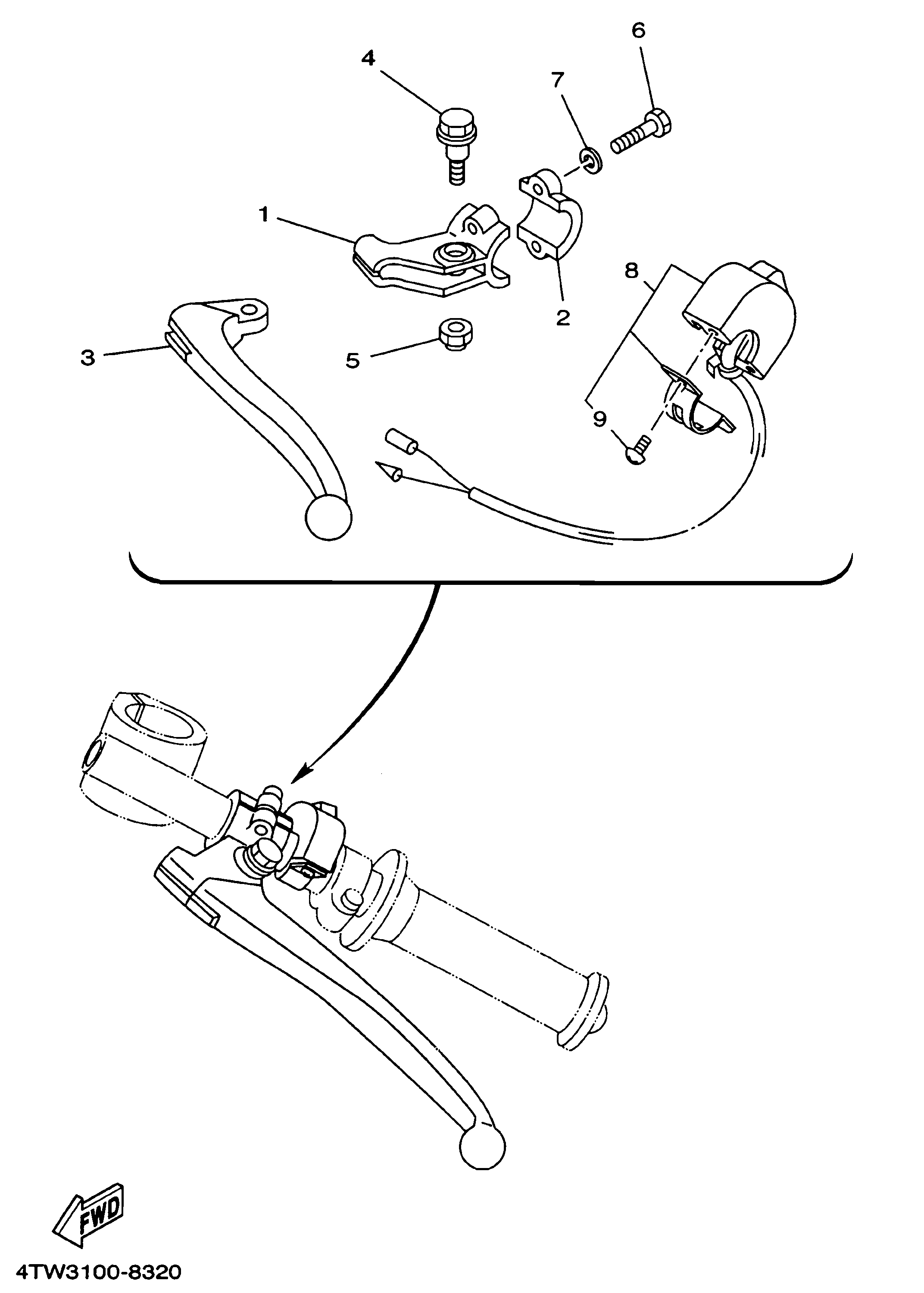 Technical Sports One, LLC 2000 Yamaha TZ250 (5KE1) Engine Kill Switch / Clutch Lever