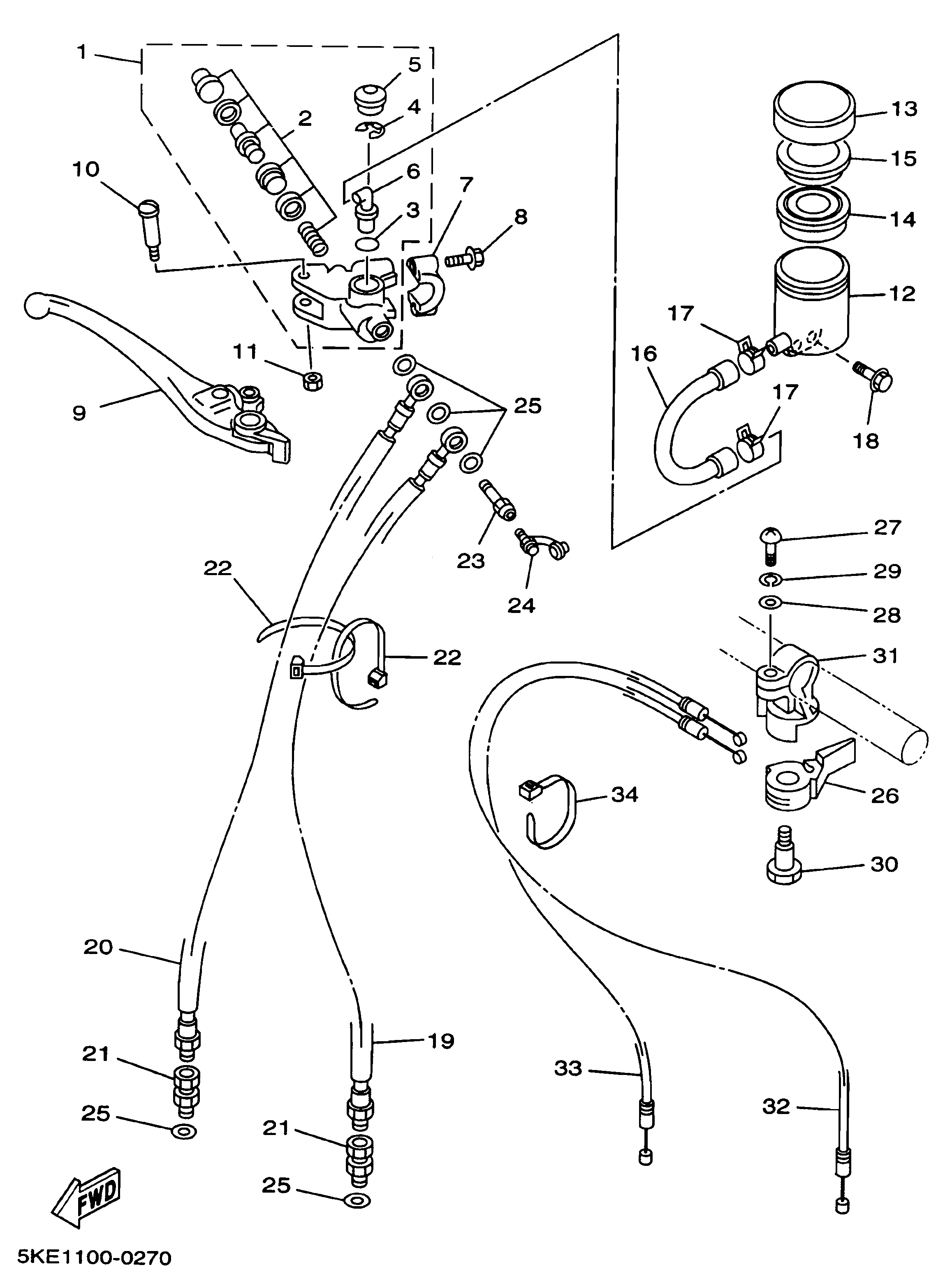 Technical Sports One, LLC 2000 Yamaha TZ250 (5KE1) Image for Front Brake Master Cylinder