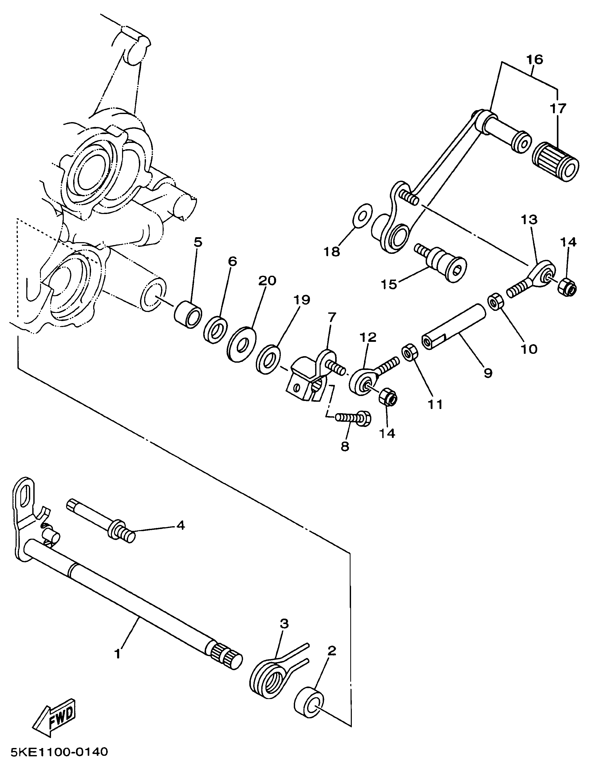 Technical Sports One, LLC 2000 Yamaha TZ250 (5KE1) Imageof the Gear Shift Pedal / Shaft