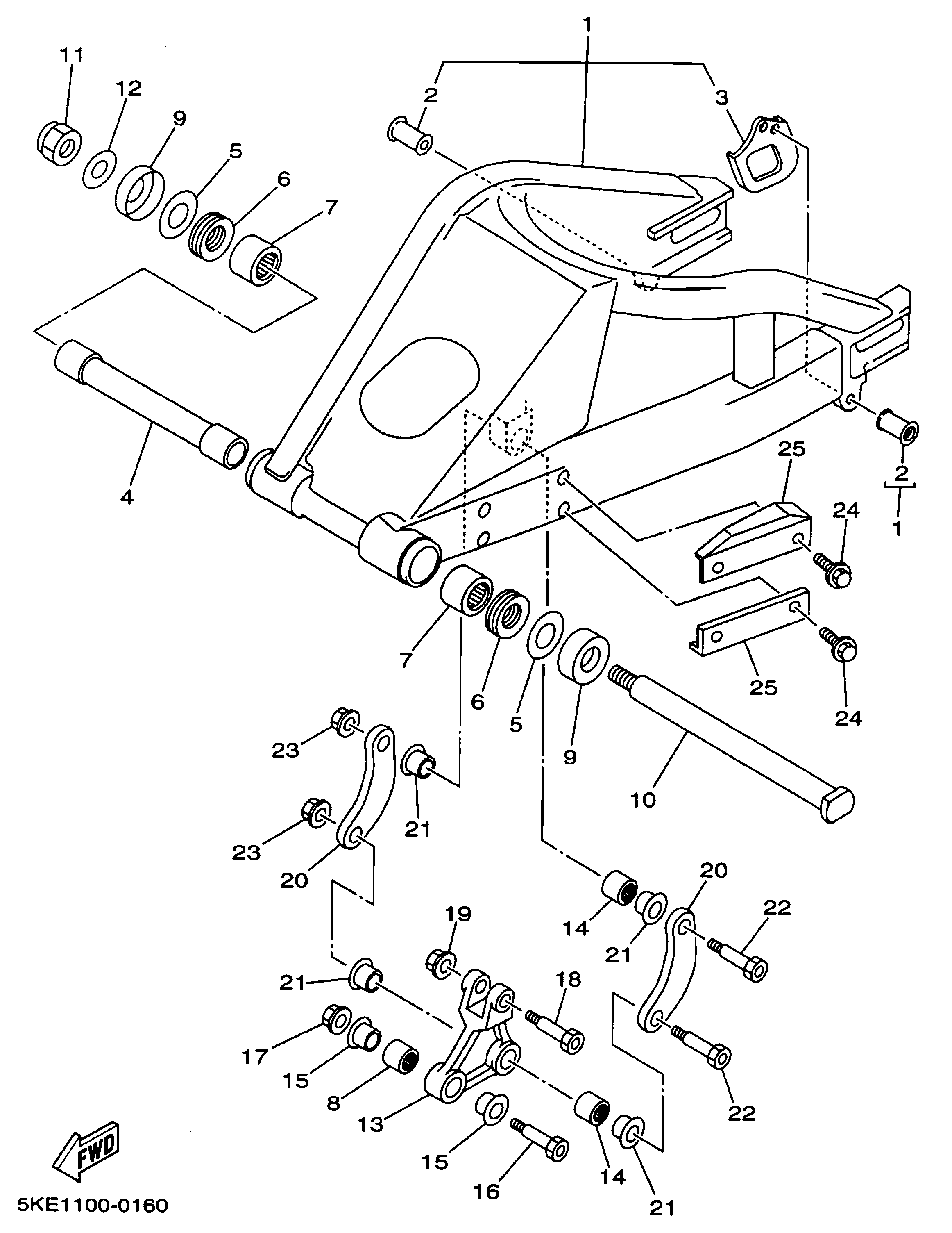 Technical Sports One, LLC 2000 Yamaha TZ250 (5KE1) the Rear Swingarm / Rear Shock Linkage