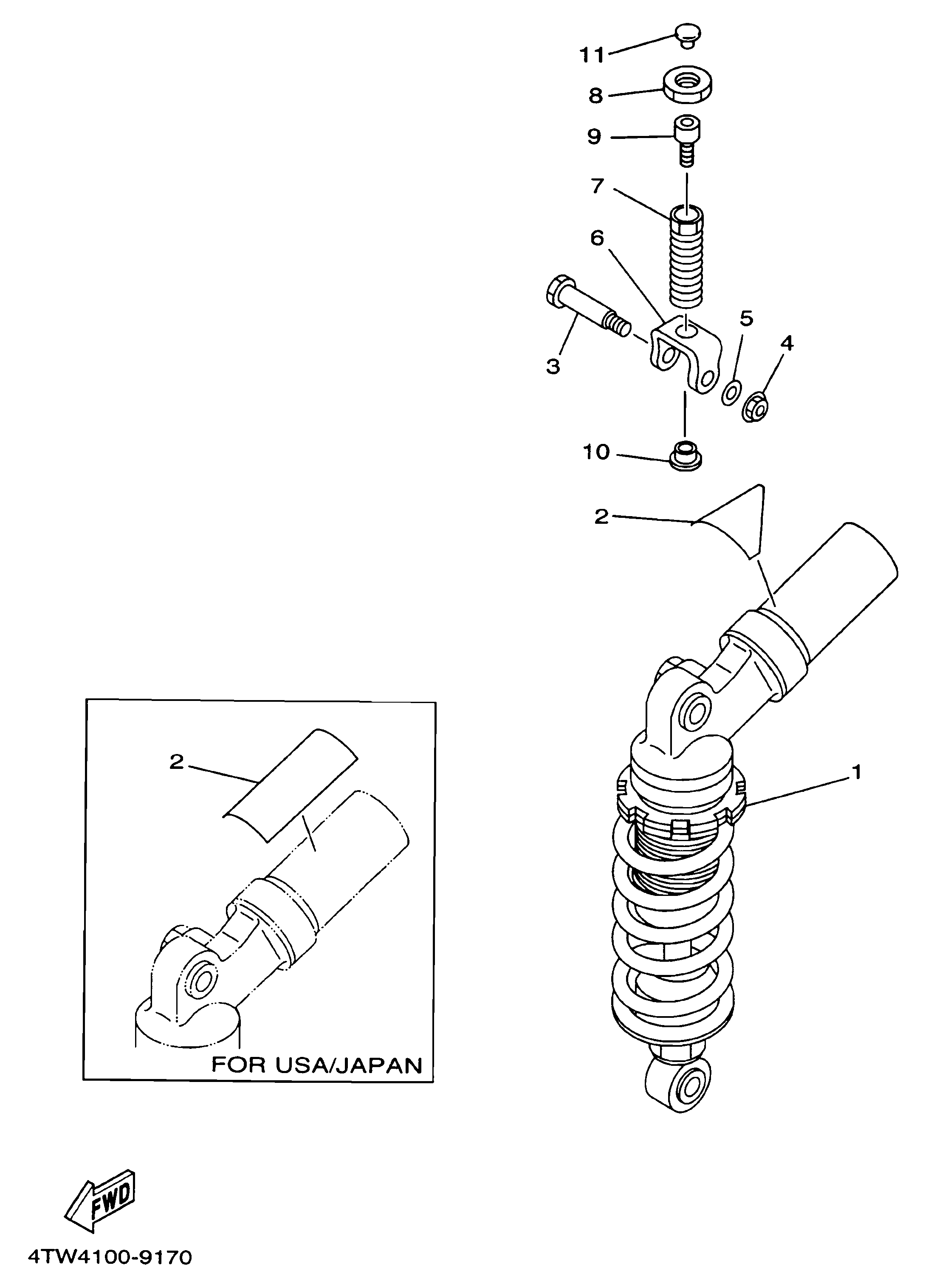 Technical Sports One, LLC 2000 Yamaha TZ250 (5KE1) the Rear Shock Absorber