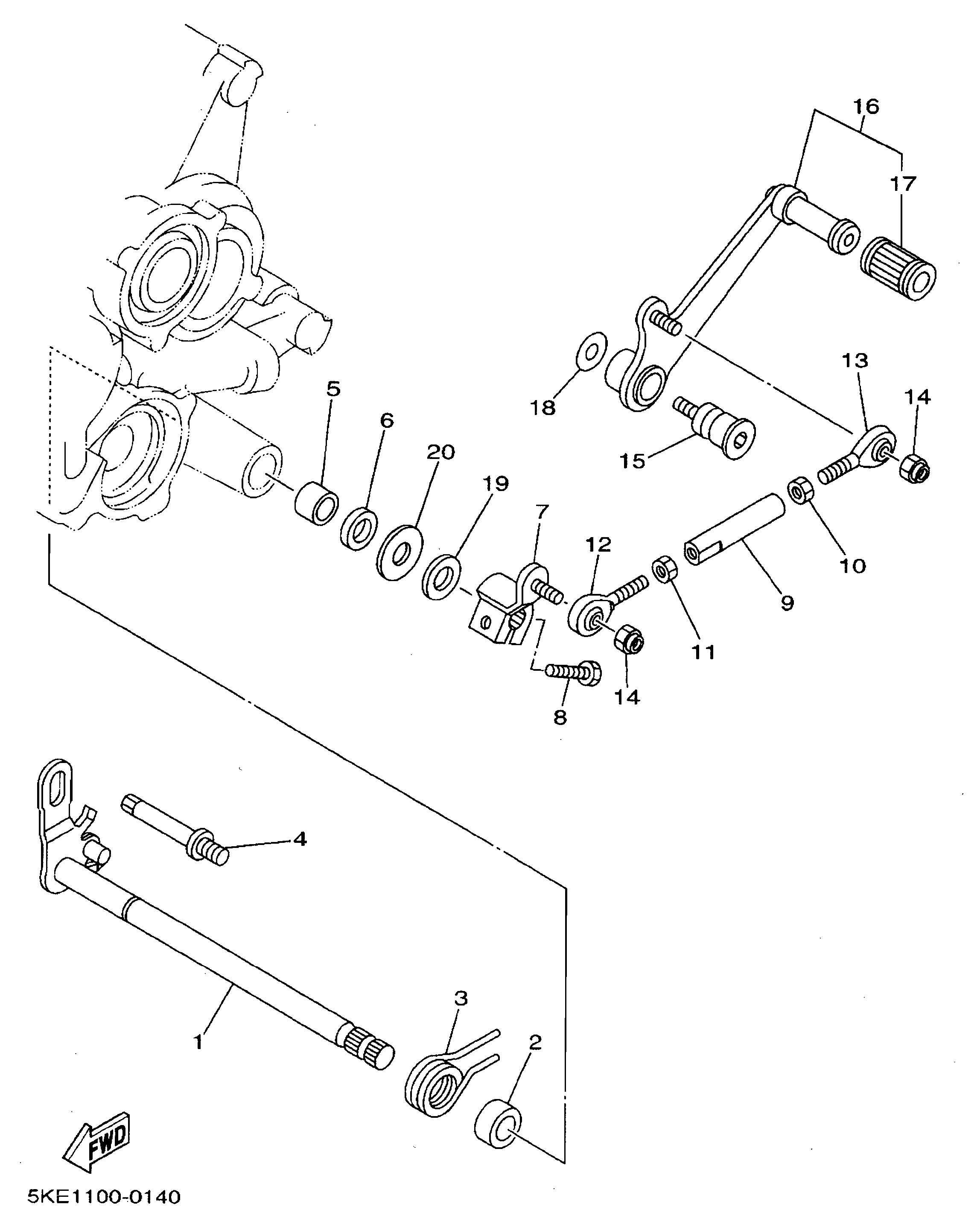 Technical Sports One, LLC 2002 Yamaha TZ250 (5KE3) Imageof the Gear Shift Pedal / Shaft