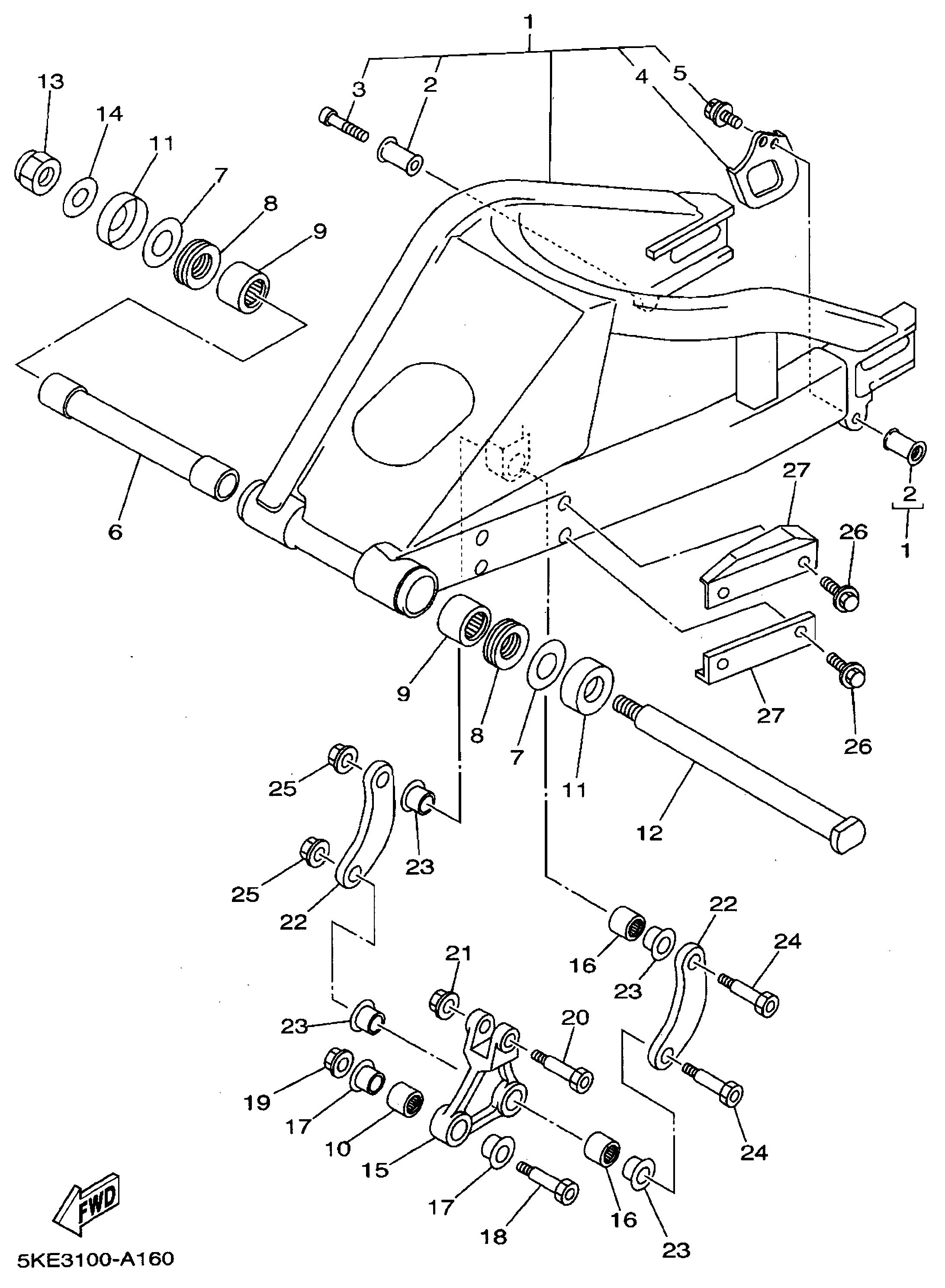 Technical Sports One, LLC 2002 Yamaha TZ250 (5KE3) the Rear Swingarm / Rear Shock Linkage