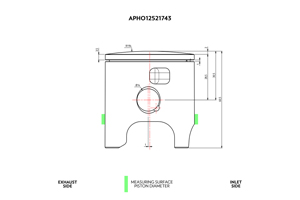 APHO12521743A PISTON KIT, VHM BILLET 55.93mm HONDA 1984-1986 RS125 (ND4) / 1985-1986 RS250 (ND5) (DOME-TOP PISTON, 1.0mm PISTON RING, 14mm PISTON PIN, CIRCLIPS, 0.32mm+0.10mm PISTON RING END GAP, 0.07mm PISTON/CYLINDER CLEARANCE)