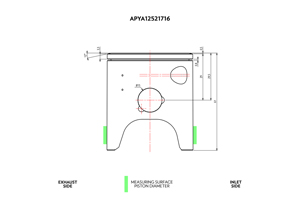 APYA12521716A1 PISTON KIT, VHM BILLET 53.92mm FLAT-TOP YAMAHA TZ125 1998-2000 / YAMAHA TZ250 2000-2002 ( 0.07mm PISTON/CYLINDER CLEARANCE, RING END GAP 0.25 +0.10)