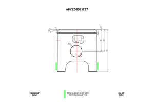 APYZ08521757A1 PISTON KIT, VHM BILLET 47.44mm 12-DEGREE FLAT-TOP YAMAHA YZ85 2002-2022 (PISTON, RING, 14mm PIN AND CIRCLIPS) [PISTON-CYLINDER CLEARANCE 0.05mm, RING END GAP 0.30+0.10mm]