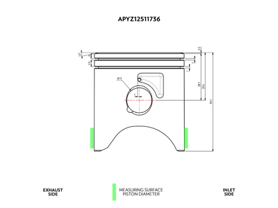 APYZ12511736A1 PISTON KIT, VHM BILLET 12-DEGREE FLAT TOP 2-RING 53.94mm YAMAHA YZ125 2005-2025 / FANTIC XX125 2021-202 (USE 20mm SMALL END BEARING)