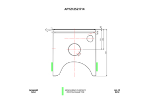 APYZ12521714A1 PISTON KIT, VHM BILLET 12-DEGREE FLAT TOP 53.94mm  YAMAHA YZ125 2005-2023 / FANTIC XX125 2021-2023 (20mm SMALL END BEARING +3mm CONNECTING ROD)